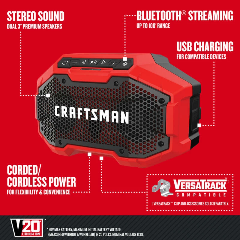 Cheap ๐งจ Best deal โญ Craftsman V20 20V MAX Wireless Bluetooth Jobsite Speaker ๐ ๐ - Image 2