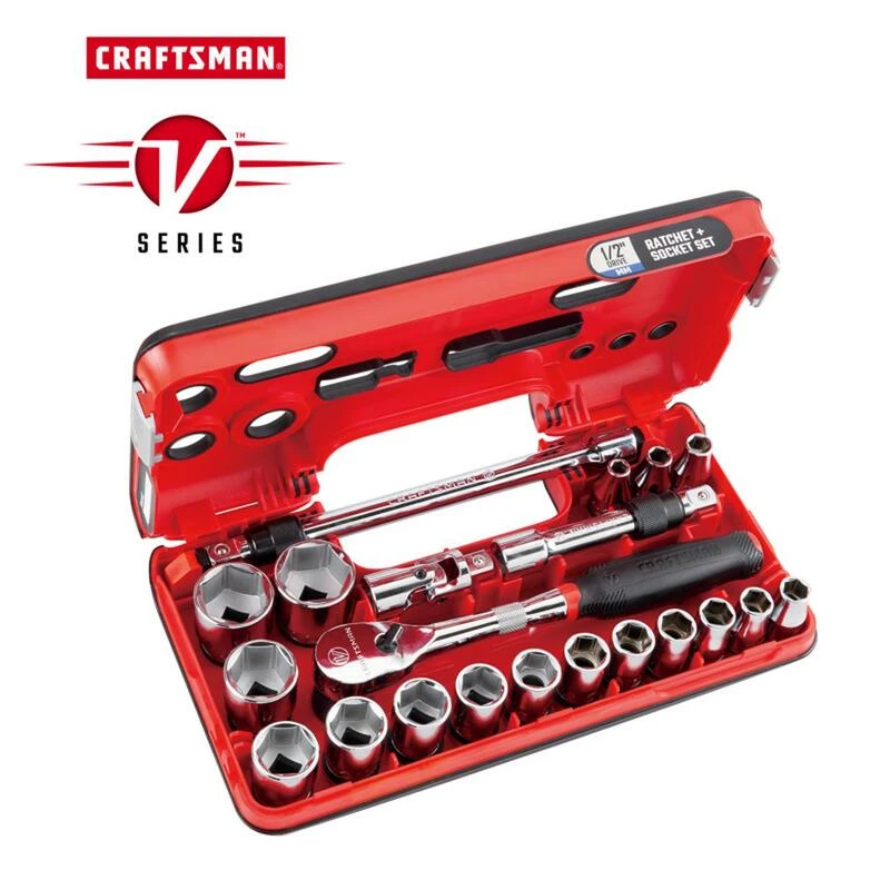 Budget ✨ Outlet 💯 Craftsman V-Series 1/2 in. drive Metric 6 Point Socket and Tool Set 21 pc 😀 🔔 - Image 2