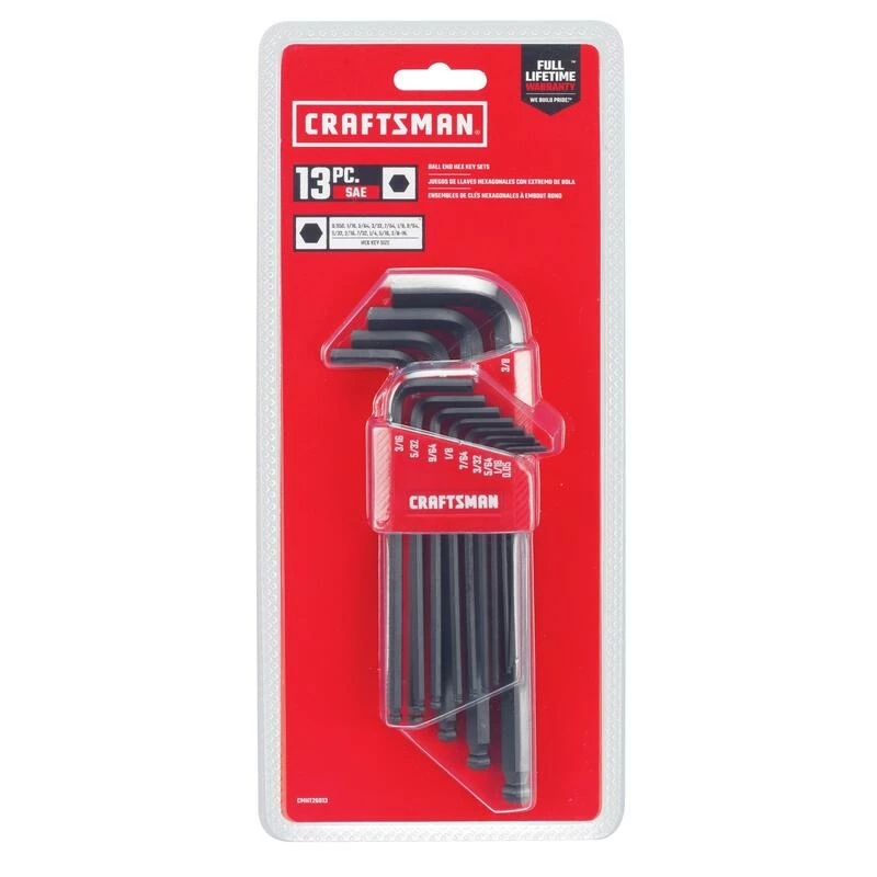Brand new ๐ Coupon โค๏ธ Craftsman Assorted SAE Long Arm Ball End Hex Key Set 13 pc โ๏ธ ๐ - Image 3