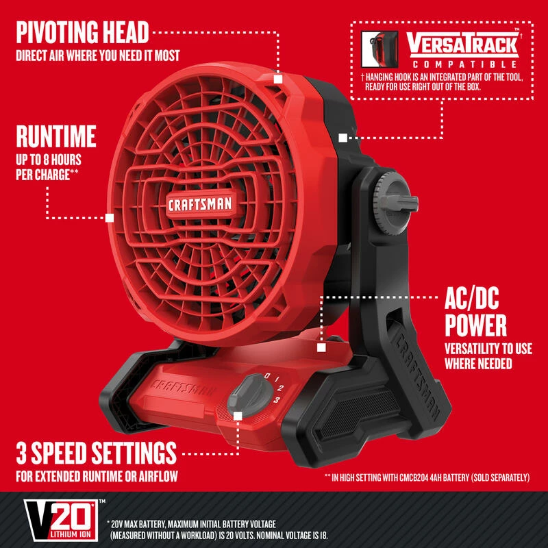 Top 10 ๐ฅฐ Cheapest ๐ Craftsman V20 14 in. H 3 speed Cordless Jobsite Fan ๐ ๐ฏ - Image 2
