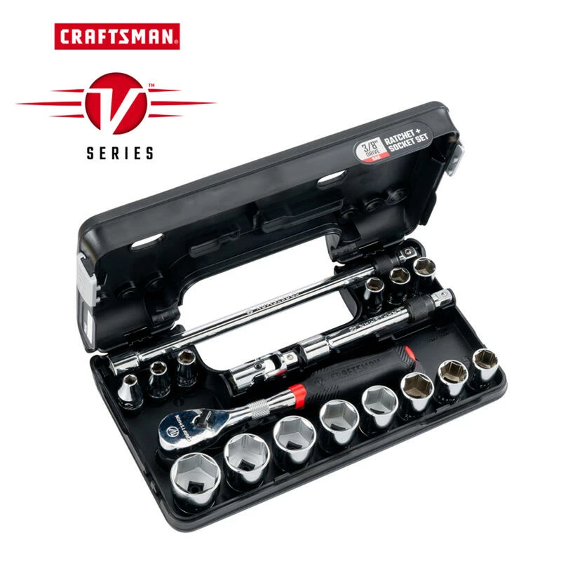 Best Sale 😍 Best Pirce 🔥 Craftsman V-Series 3/8 in. drive SAE 6 Point Socket and Tool Set 18 pc 🤩 🛒