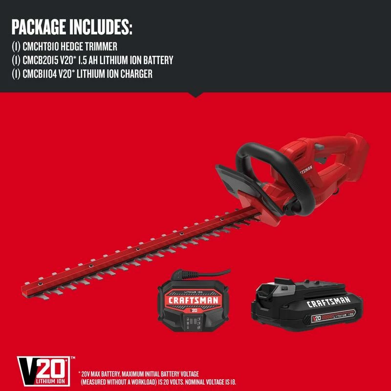 Buy ๐ Cheapest ๐ Craftsman V20 CMCHT810C1 20 in. 20 V Battery Hedge Trimmer Kit (Battery & Charger) โจ โ๏ธ - Image 2
